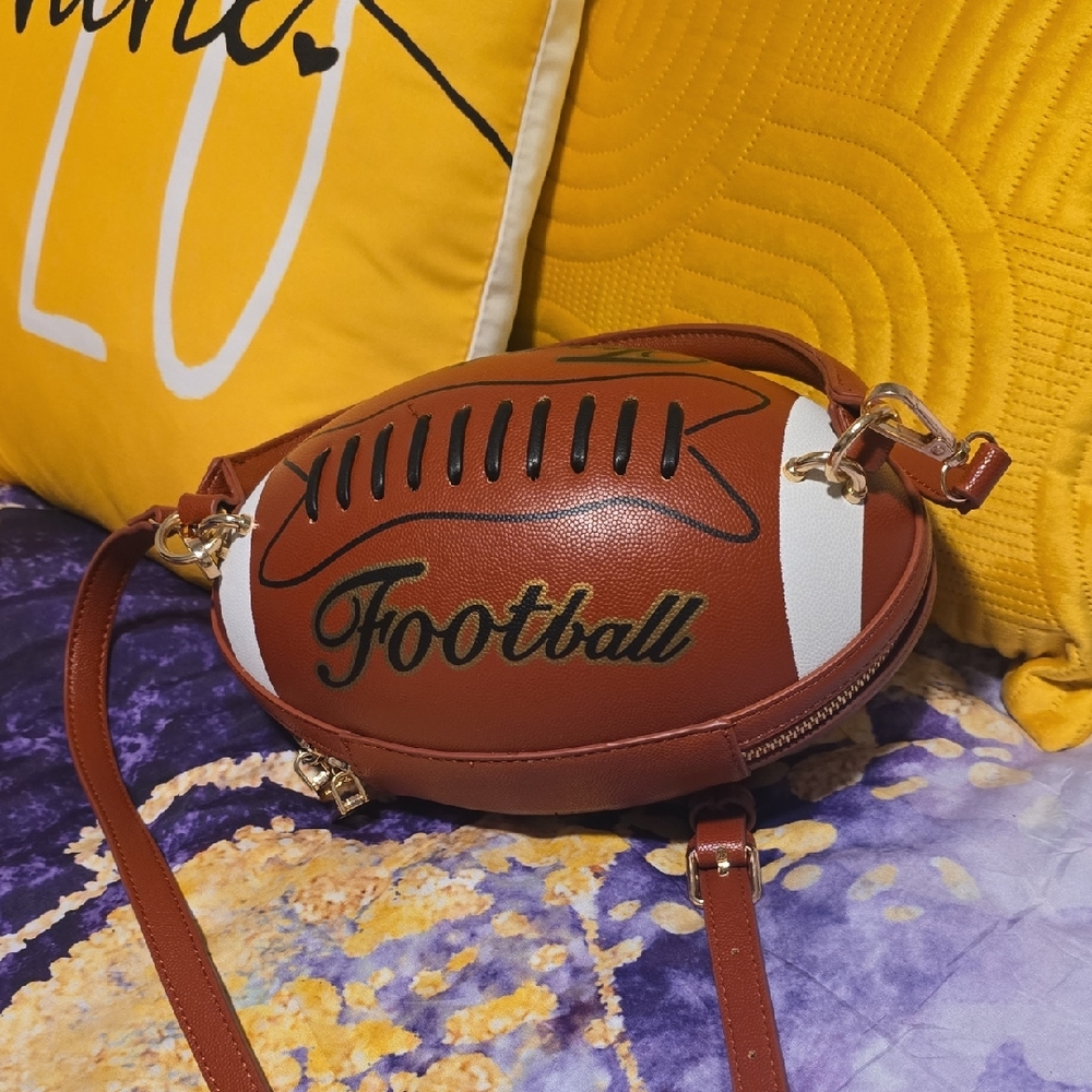 Brown Football-Shaped Women's Bag